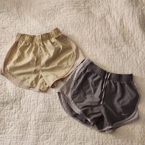 Nike Cream and Gray Running Shorts XS Bundle Set Of 2
